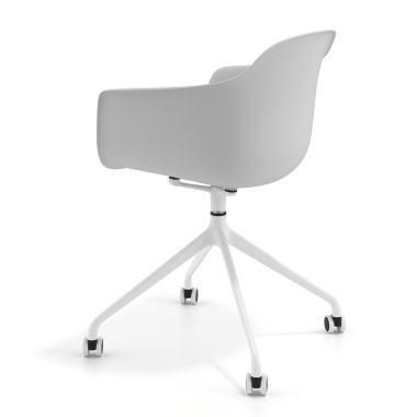 chaise de reunion blanc gris avec roulettes plastique accoudoirs fixes 5