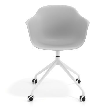 chaise de reunion blanc gris avec roulettes plastique accoudoirs fixes 6