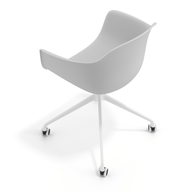 chaise de reunion blanc gris avec roulettes plastique accoudoirs fixes 7