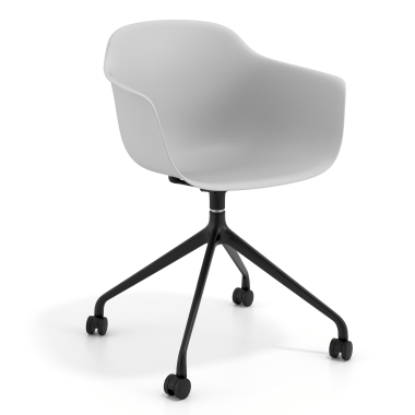 chaise de reunion noir gris avec roulettes plastique accoudoirs fixes 1