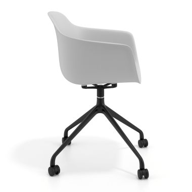 chaise de reunion noir gris avec roulettes plastique accoudoirs fixes 3