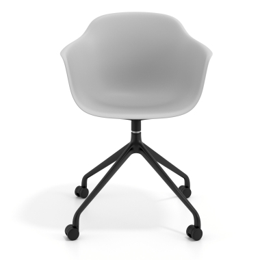 chaise de reunion noir gris avec roulettes plastique accoudoirs fixes 6