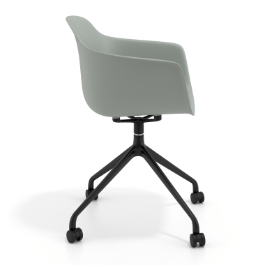 chaise de reunion noir anthracite avec roulettes plastique accoudoirs fixes 3
