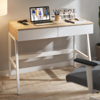 Bureau Opal avec tiroirs, mélamine finition naturelle