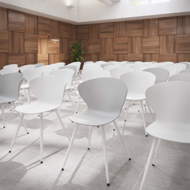chaise de conference blanc gris 4 pattes plastique accoudoirs fixes 2