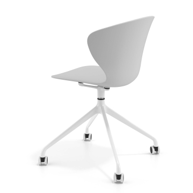chaise de reunion blanc gris avec roulettes plastique accoudoirs fixes 5