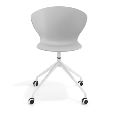 chaise de reunion blanc gris avec roulettes plastique accoudoirs fixes 6