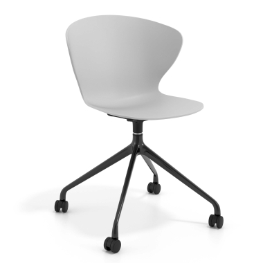 chaise de reunion noir gris avec roulettes plastique accoudoirs fixes 1