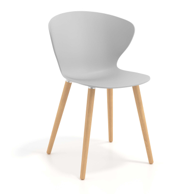 chaise scandinave gris pattes en bois plastique accoudoirs fixes 1