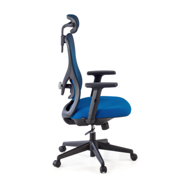 chaise de bureau bleu structure noire maille accoudoirs reglables 1d soutien lombaire appui tete 7