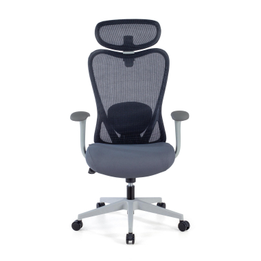 chaise de bureau blanc gris vital maille accoudoirs fixes soutien lombaire appui tete 3