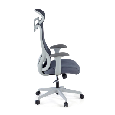 chaise de bureau blanc gris vital maille accoudoirs fixes soutien lombaire appui tete 8