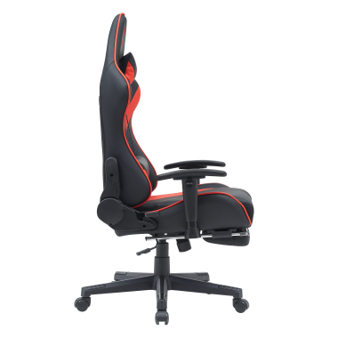 chaise gaming rouge epic simil cuir accoudoirs mobiles coussin lombaire et cervical appui tete repose pieds extensible 7