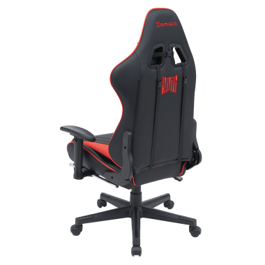 chaise gaming rouge epic simil cuir accoudoirs mobiles coussin lombaire et cervical appui tete repose pieds extensible 9