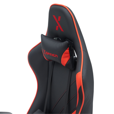 chaise gaming rouge epic simil cuir accoudoirs mobiles coussin lombaire et cervical appui tete repose pieds extensible 5