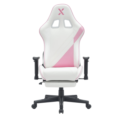 chaise gaming blanc rose epic simil cuir accoudoirs mobiles coussin lombaire et cervical appui tete repose pieds extensible 10
