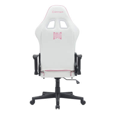 chaise gaming blanc rose epic simil cuir accoudoirs mobiles coussin lombaire et cervical appui tete repose pieds extensible 13
