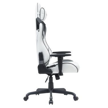 chaise gaming blanc gris hero simil cuir accoudoirs mobiles coussin lombaire et cervical appui tete 7