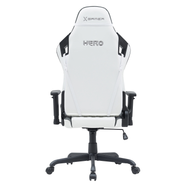 chaise gaming blanc gris hero simil cuir accoudoirs mobiles coussin lombaire et cervical appui tete 6