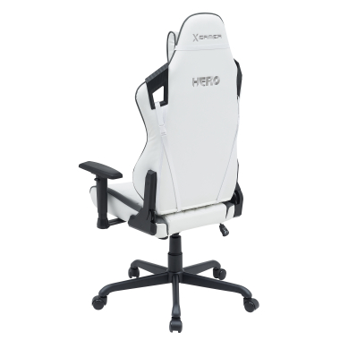 chaise gaming blanc gris hero simil cuir accoudoirs mobiles coussin lombaire et cervical appui tete 9