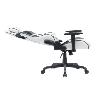 chaise gaming blanc gris hero simil cuir accoudoirs mobiles coussin lombaire et cervical appui tete 5