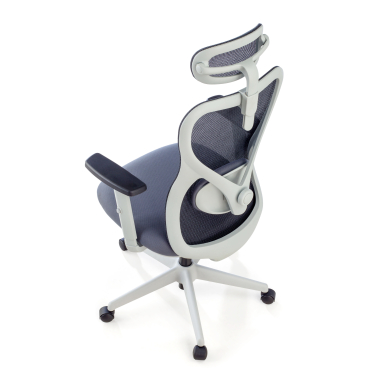 chaise de bureau blanc gris structure blanche maille accoudoirs reglables 1d soutien lombaire appui tete 6