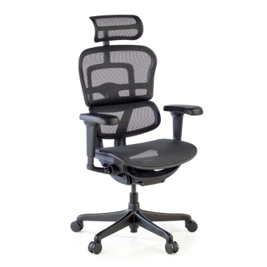 chaise ergonomique noir structure noire maille accoudoirs reglables 4d soutien lombaire appui tete 1