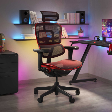 chaise gaming rouge structure noire gaming maille accoudoirs reglables 5d soutien lombaire appui tete 2