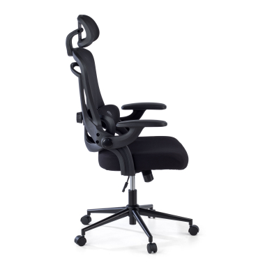 chaise ergonomique noir optima maille accoudoirs rabattables double soutien lombaire appui tete 4