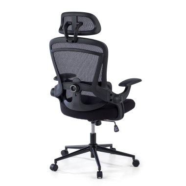chaise ergonomique noir optima maille accoudoirs rabattables double soutien lombaire appui tete 7