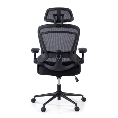 chaise ergonomique noir optima maille accoudoirs rabattables double soutien lombaire appui tete 8