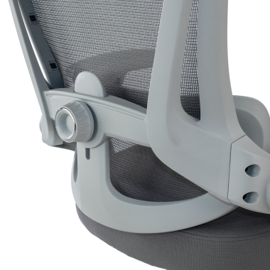 chaise ergonomique blanc gris optima maille accoudoirs rabattables double soutien lombaire appui tete 5