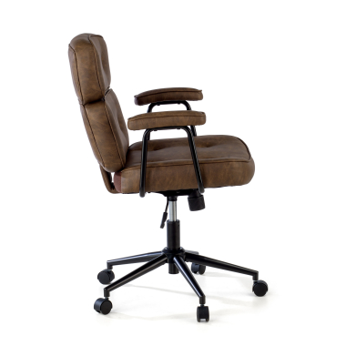 chaise de bureau marron royale simil cuir accoudoirs fixes 4