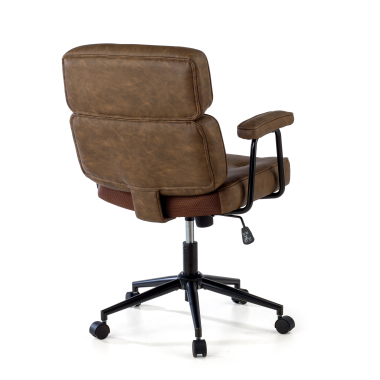 chaise de bureau marron royale simil cuir accoudoirs fixes 8