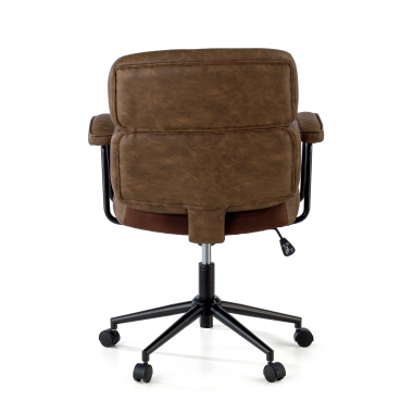 chaise de bureau marron royale simil cuir accoudoirs fixes 7