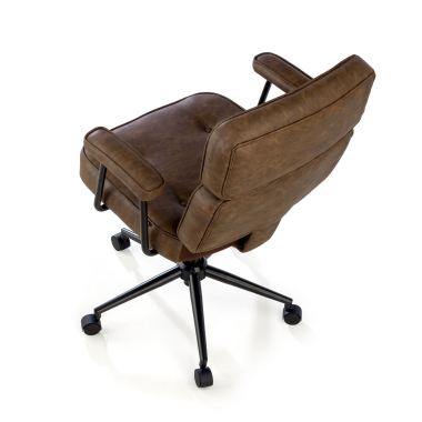 chaise de bureau marron royale simil cuir accoudoirs fixes 9
