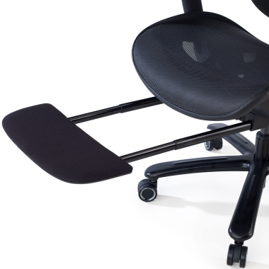 chaise ergonomique noir structure noire maille accoudoirs reglables 3d appui tete repose pieds extensible 8