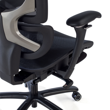 chaise ergonomique noir structure noire maille accoudoirs reglables 3d appui tete repose pieds extensible 6