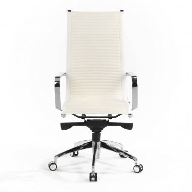 occasion chaise de bureau blanc brenton simil cuir accoudoirs fixes 3