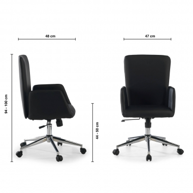 occasion chaise de bureau noir bridget tissu accoudoirs fixes 9
