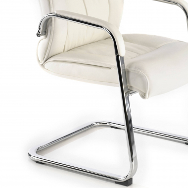 occasion chaise de bureau blanc atlanta cuir authentique accoudoirs fixes 7