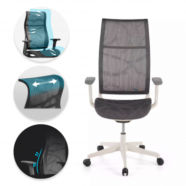 occasion chaise de bureau gris stay maille accoudoirs mobiles 4